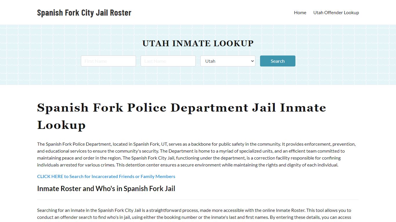 Spanish Fork Police Department & City Jail, UT Inmate Roster, Arrests ...