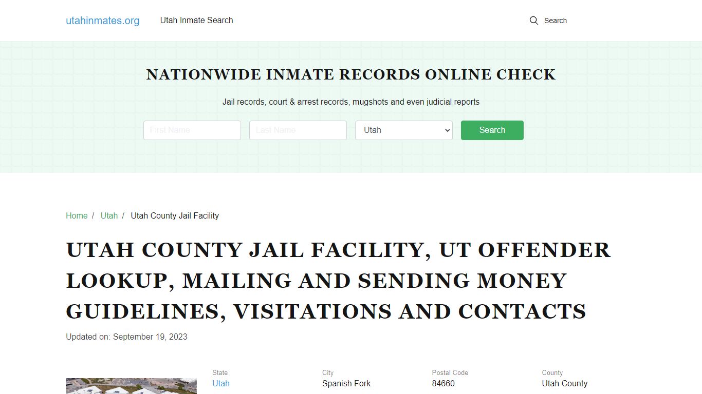 Utah County Jail Facility, UT: Incarcerated Inmate Search, Visitations ...